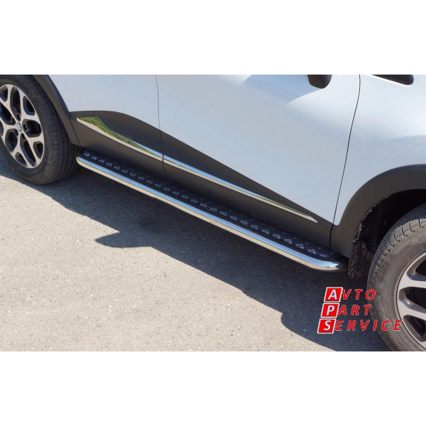 Защита порогов с алюминиевой площадкой 51 мм (НПС) Renault Kaptur 2016-